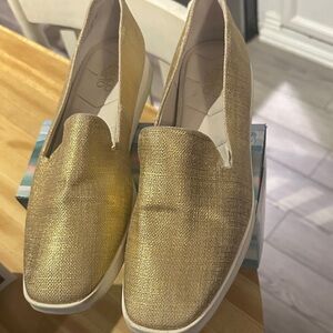 Franco Sarto Gold Textured Loafers